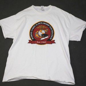 Marine Corps Scholarship Foundation T-Shirt Mens XL White Short Sleeve Pullover